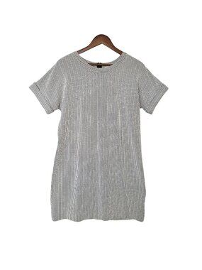 Club Monaco Striped Ribbed Dress Womens Size L Blue & White